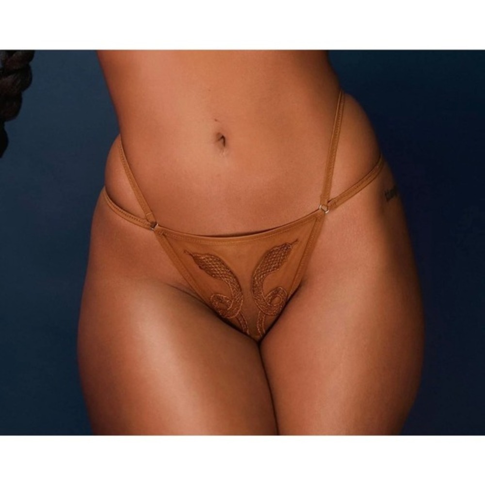 Panty - Size 2X - Thistle & Spire Medusa Double Strap Thong Liquid Gold